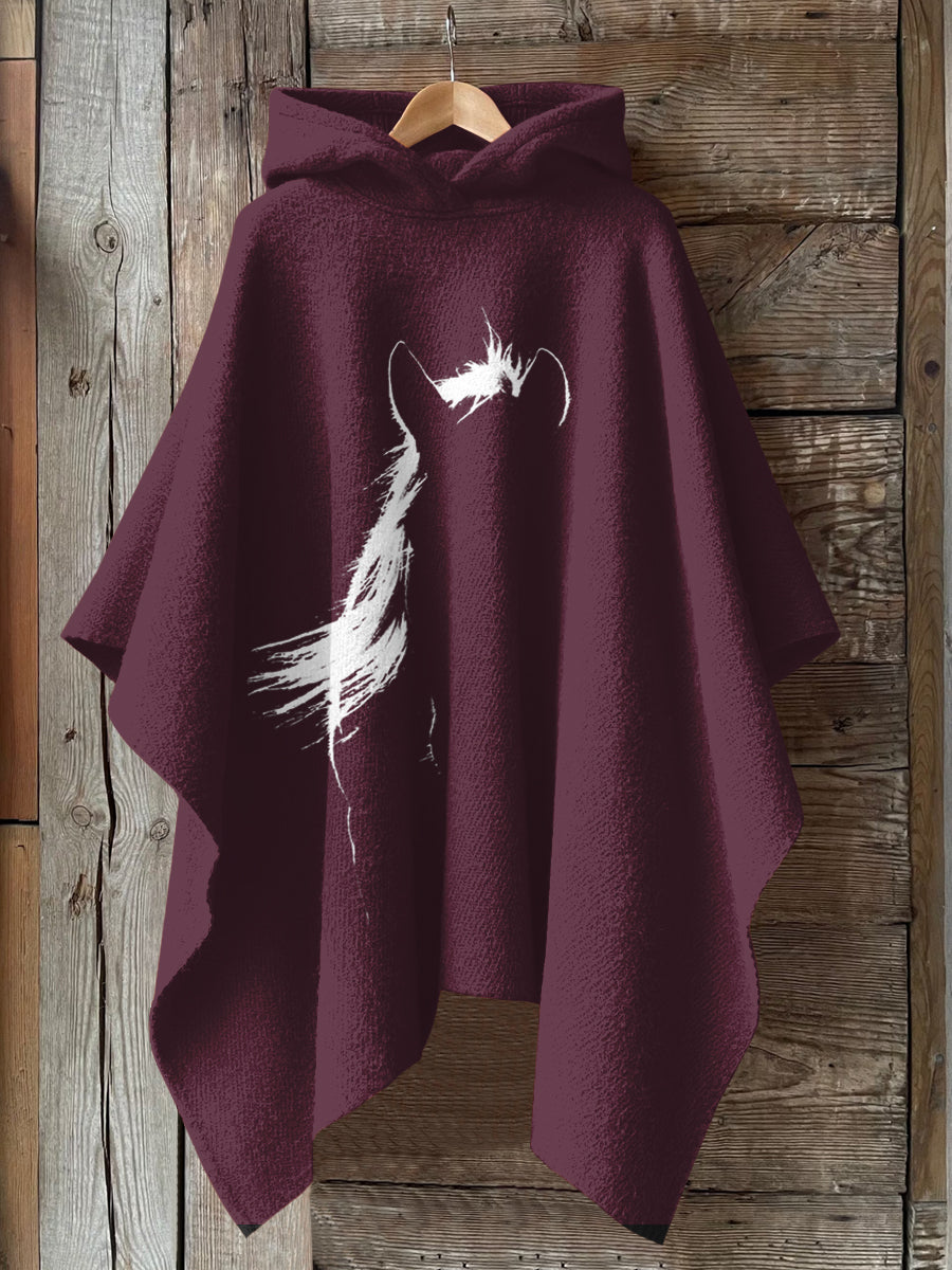 Horse Art Print Hooded Warm Shawl