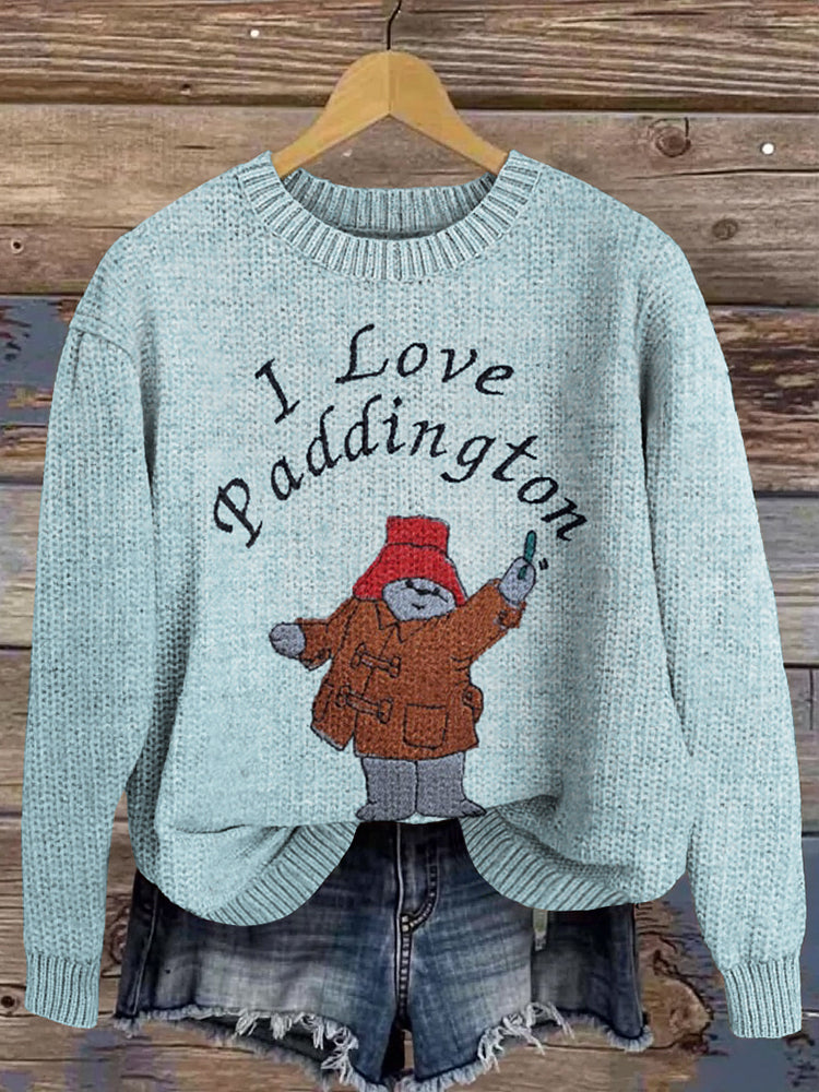 I Love Bear Knitted Pattern Sweater