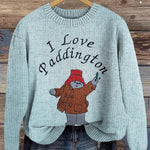 I Love Bear Knitted Pattern Sweater