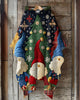 Vintage Christmas Gnome Print Hooded Cape