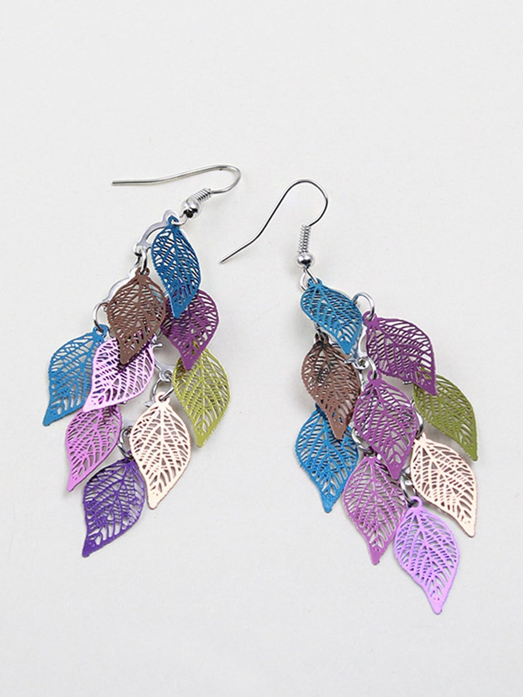 Womens Leaf Copper Colorful Earring