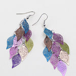 Womens Leaf Copper Colorful Earring