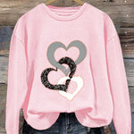 Heart/Cordate Print Valentine's Day Casual Sweatshirt