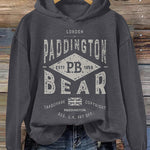 Vintage Bear Print Casual Hoodie