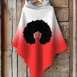 Gradient Color Afro Diva Wool Hooded Cape