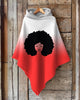 Gradient Color Afro Diva Wool Hooded Cape