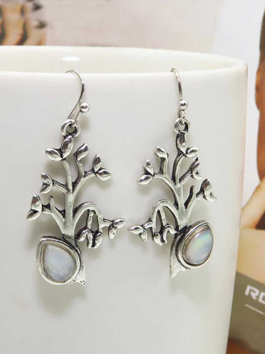 Creative Moonstone Tree of Life Earrings Christmas Tree Earrings