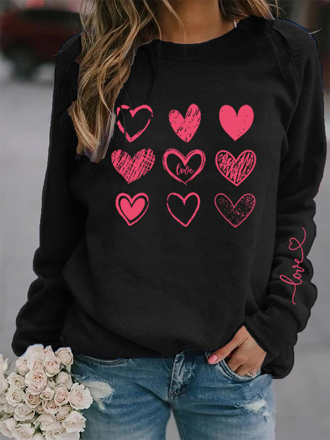 Women's Valentine's Day Nine Palaces Love Heart Casual Sweatshirt