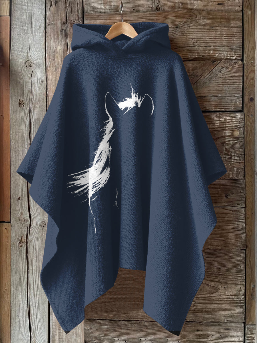 Horse Art Print Hooded Warm Shawl