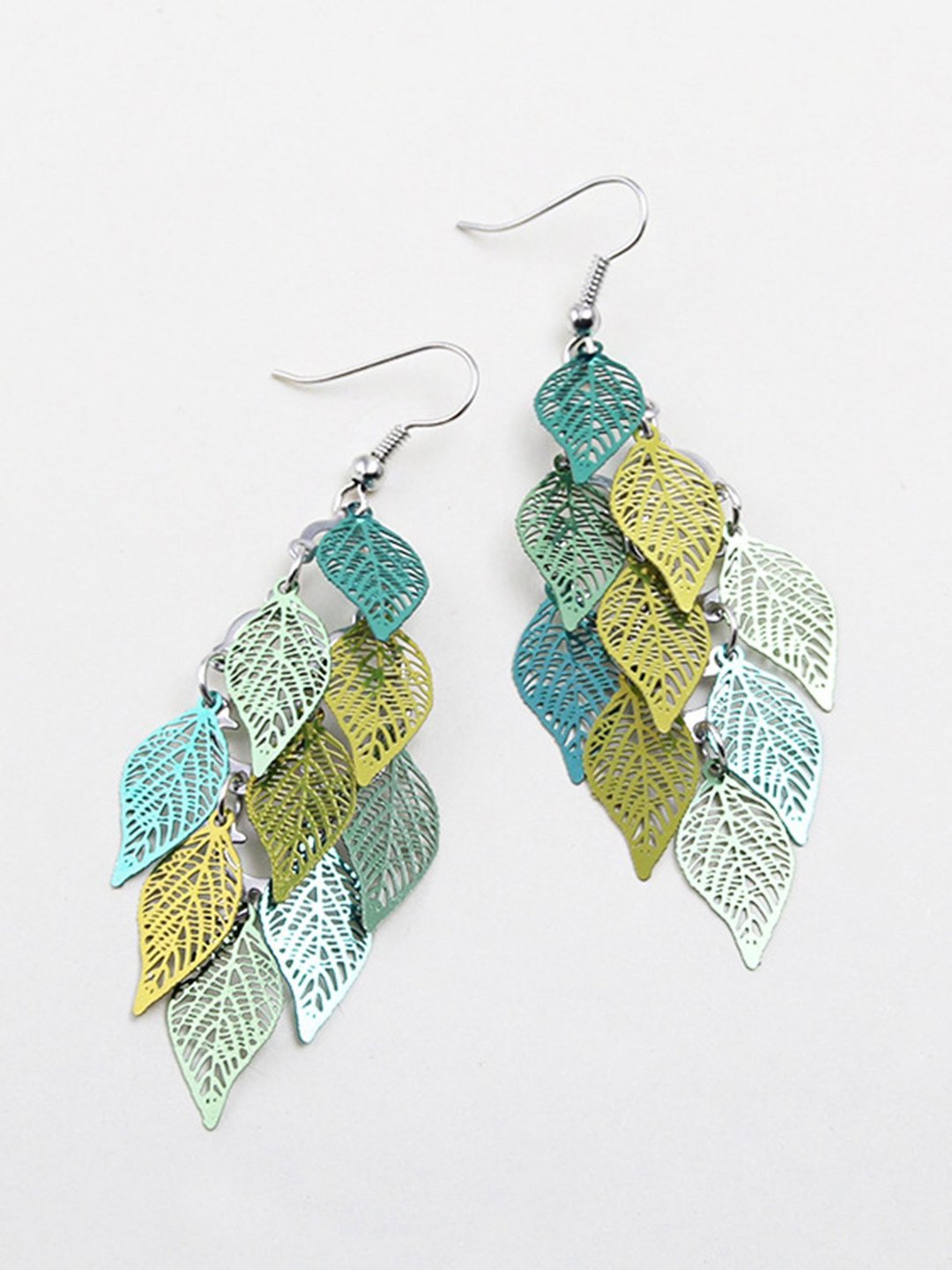 Womens Leaf Copper Colorful Earring