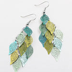 Womens Leaf Copper Colorful Earring