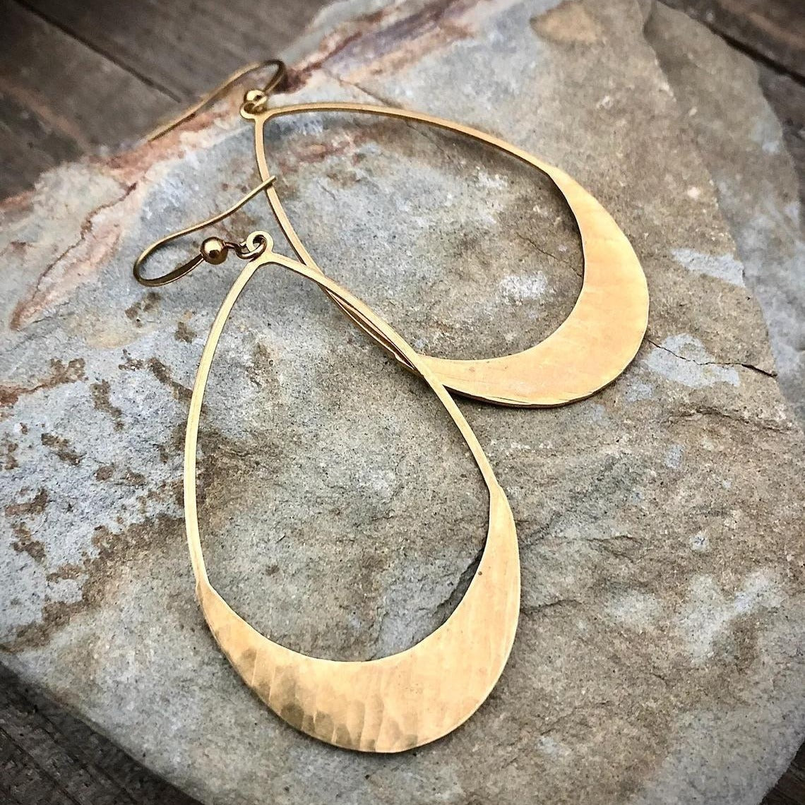 Hammer Ring Simple Oval Pendant Earrings