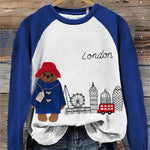 London Bear Felt Embroidered Raglan Sweatshirt