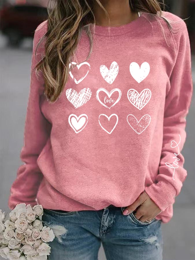 Women's Valentine's Day Nine Palaces Love Heart Casual Sweatshirt