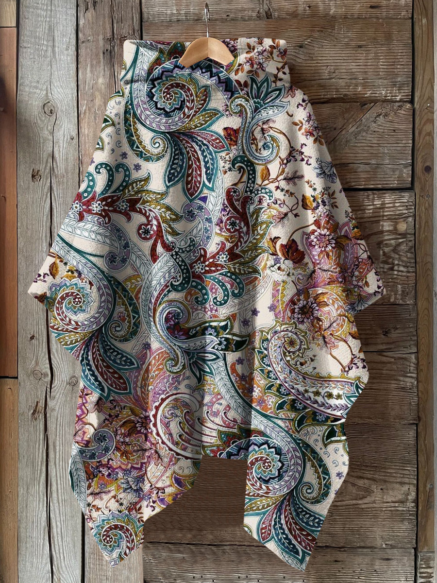 Paisley Art Print Hooded Warm Shawl