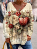 Retro Chic Valentine Heart Floral Long Sleeve Top