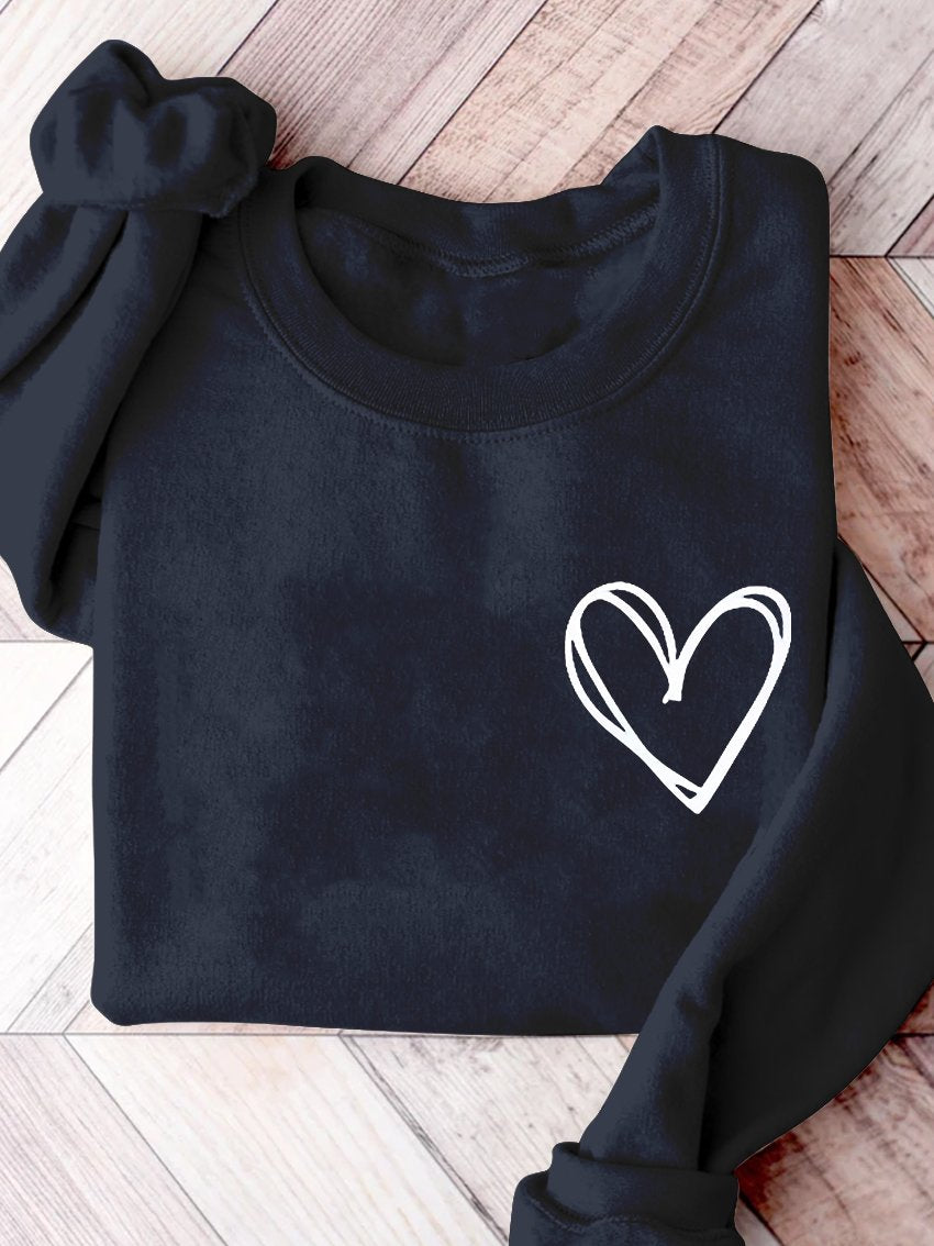 Valentine Heart Valentine's Day Print Casual Sweatshirt