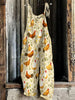 Women's Vintage Farm Chicken Graphics Loose Jumpsuit