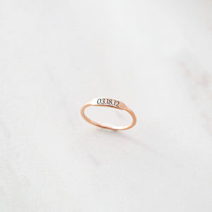 Custom Delicate Dainty Bar Date Ring