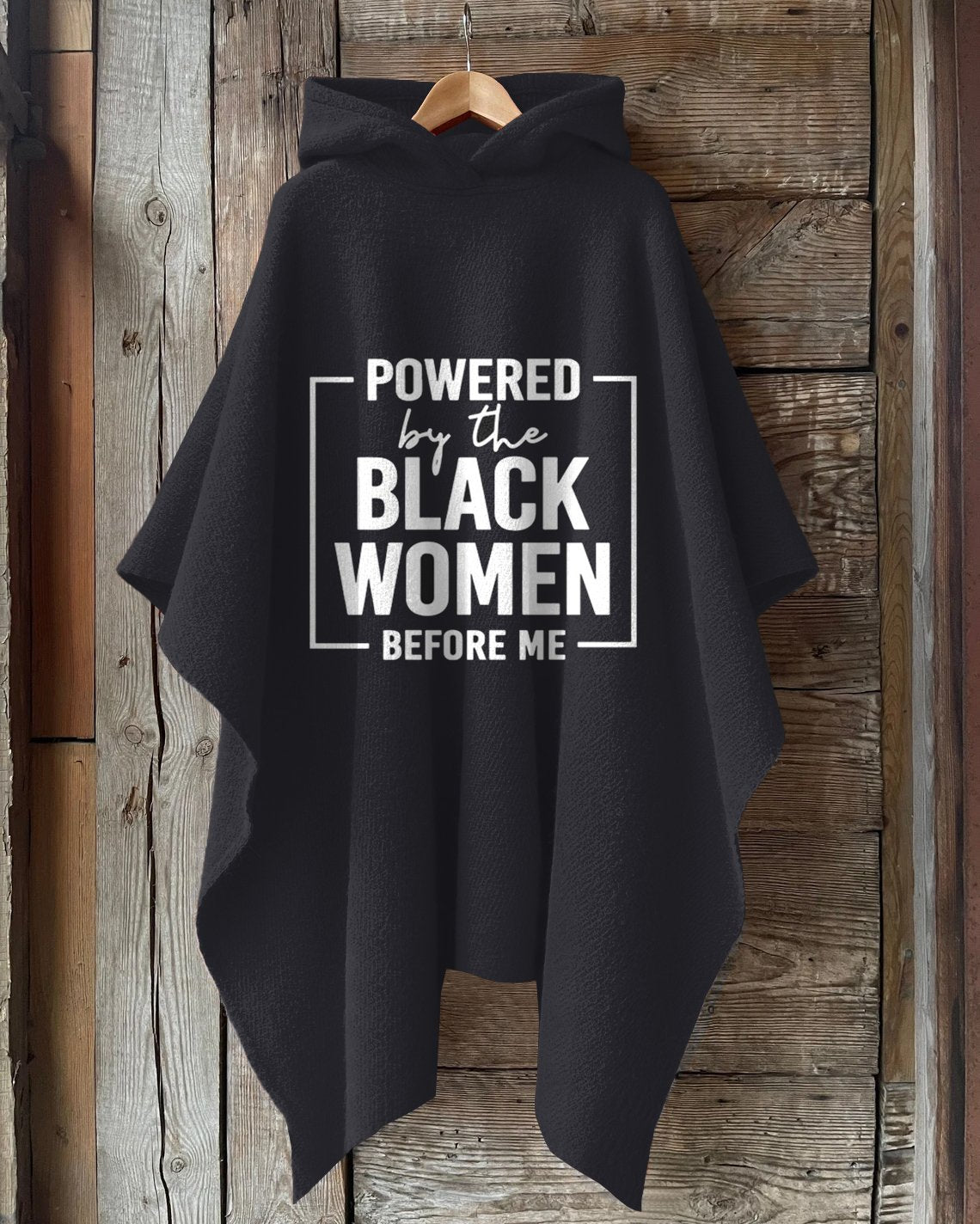 Powered By The Black Women Hooded Warm Shawl Cape