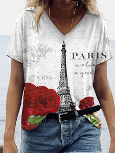 Romantic Paris Print Women's T-Shirt