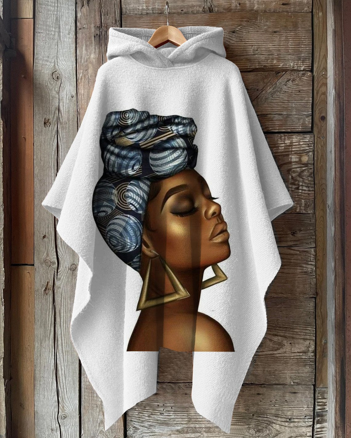 African Women Illustration Hooded Warm Shawl Cape