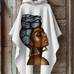 African Women Illustration Hooded Warm Shawl Cape