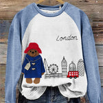 London Bear Felt Embroidered Raglan Sweatshirt