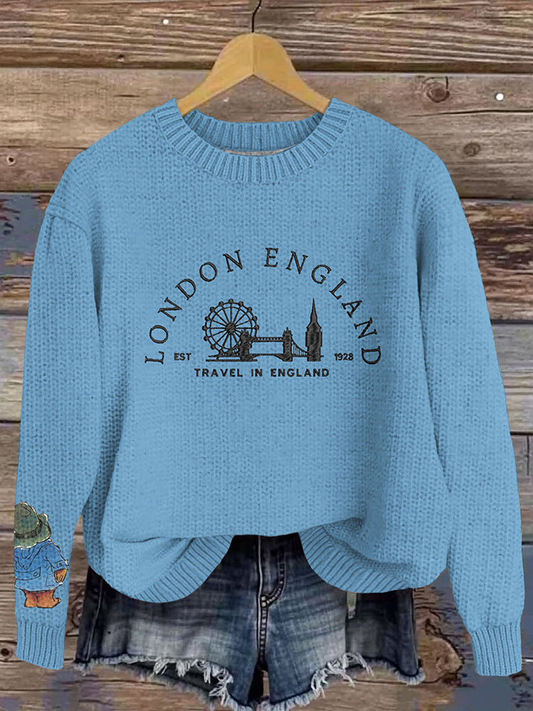 London Bear Embroidered Knitted Sweater