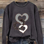 Heart/Cordate Print Valentine's Day Casual Sweatshirt