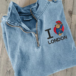 I Love London Bear Embroidered Zip Up Sweatshirt