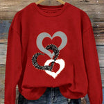 Heart/Cordate Print Valentine's Day Casual Sweatshirt