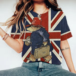 Bear Flag Print Crew Neck Casual T-Shirt