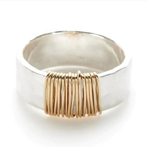 Vintage Golden Threads Silver Ring