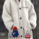 Bear London Scenery Embroidered Cozy Hooded Cardigan