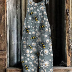 Daisy Bee Print Loose Casual Jumpsuit