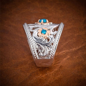 🎁Turquoise Golden Flower Ring