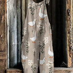 Farm Goose Floral Print Suspender Jumpsuit