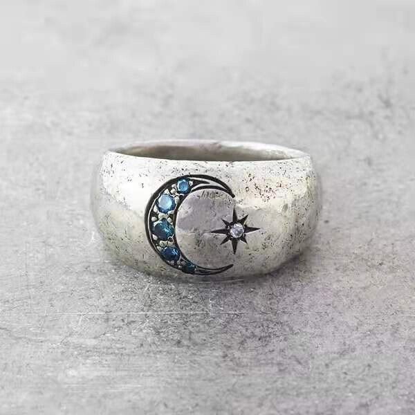 Silver Star Moon Ring🌙