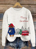 Christmas Bear London Scenery Embroidered Cozy Knit Sweater