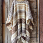 Bohemian Striped Tassels Hooded Warm Shawl Cape