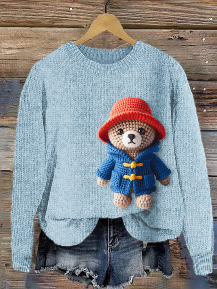 Cute Bear Crochet Art Cozy Knit Sweater