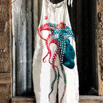 Watercolor Octopus Tentacles Japanese Print Linen Loose Casual Jumpsuit