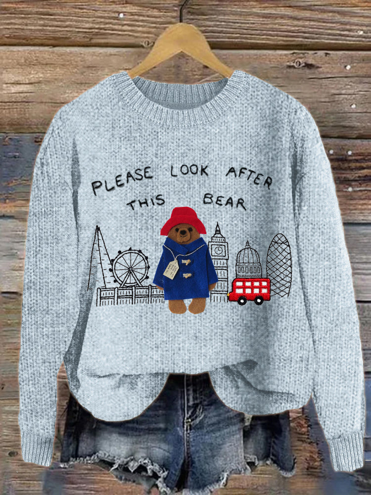 Bear London Scenery Embroidered Cozy Knit Sweater