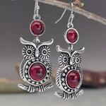 Lace ruby and owl earrings