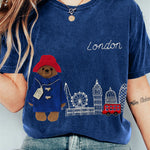 London Bear Felt Embroidered Washed T Shirt