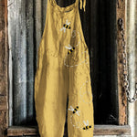 Flying Bees Embroidered Linen Blend Jumpsuit