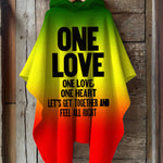 Reggae Color Contrast One Love Hooded Warm Shawl Cape