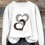 Heart/Cordate Print Valentine's Day Casual Sweatshirt