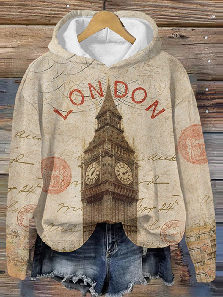 London Famous Sights Print Hoodie